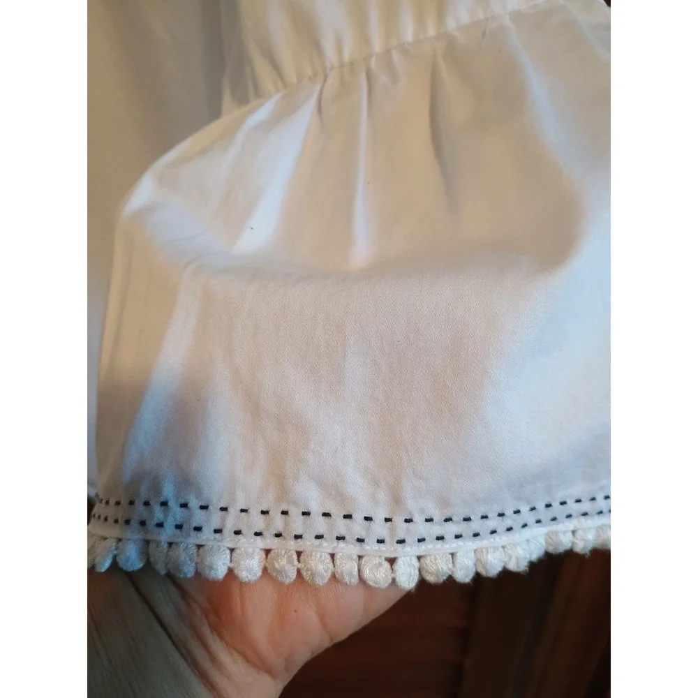 Brooks Brothers Womens Pullover Shirt Blouse Top Sz Large White Popover Ruffle - Picture 6 of 8